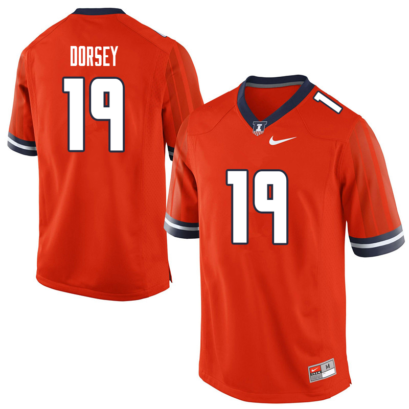Men #19 Lou Dorsey Illinois Fighting Illini College Football Jerseys Sale-Orange